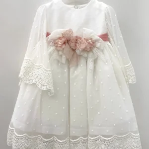 Abitino bimba cerimonia con fiocco e merletto Marlù