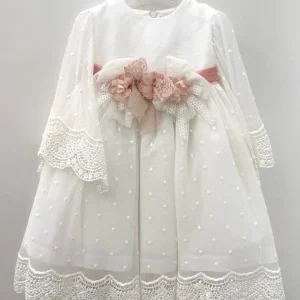 Abitino bimba cerimonia con fiocco e merletto Marlù