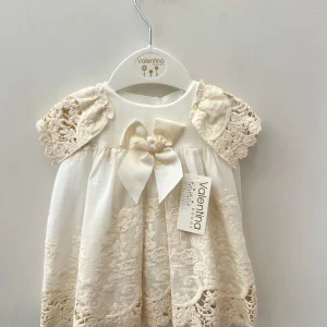 Completo bimba 2pz panna con merletto e fiocchetti Valentina Bebes