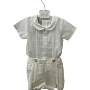Completo bimbo 2pz in lino panna Paz Rodriguez