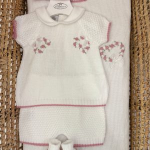 Completo Nascita 2pz con rose Marlù