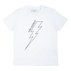 Neil Barrett T-Shirt bianca manica corta bambino ragazzo