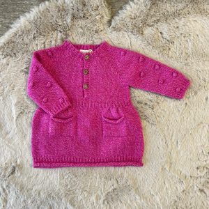 Abito fucsia in lana e cashmere bimba 3 e 12 mesi - WEDOBLE