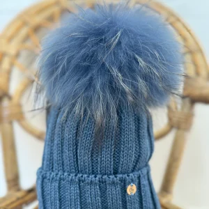 Cappello lana color denim