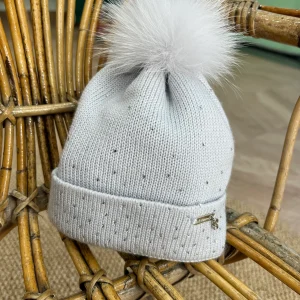 Cappello Lana Grigio Con Brillantini