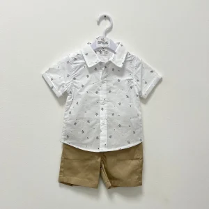 Abitino bambino con camicia e pantaloncino estivo - dalla 6 alla 24 mesi