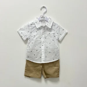 Abitino bambino con camicia e pantaloncino estivo - dalla 6 alla 24 mesi