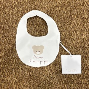 Bavetta neonati orsacchiotto con ricamo Nanan