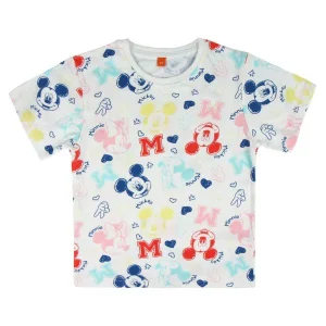 Topolino T-shirt manica corta bianca bambino