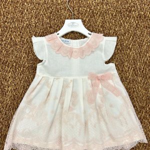 Abito bimba con fiocchetto rosa e merletto Juliana