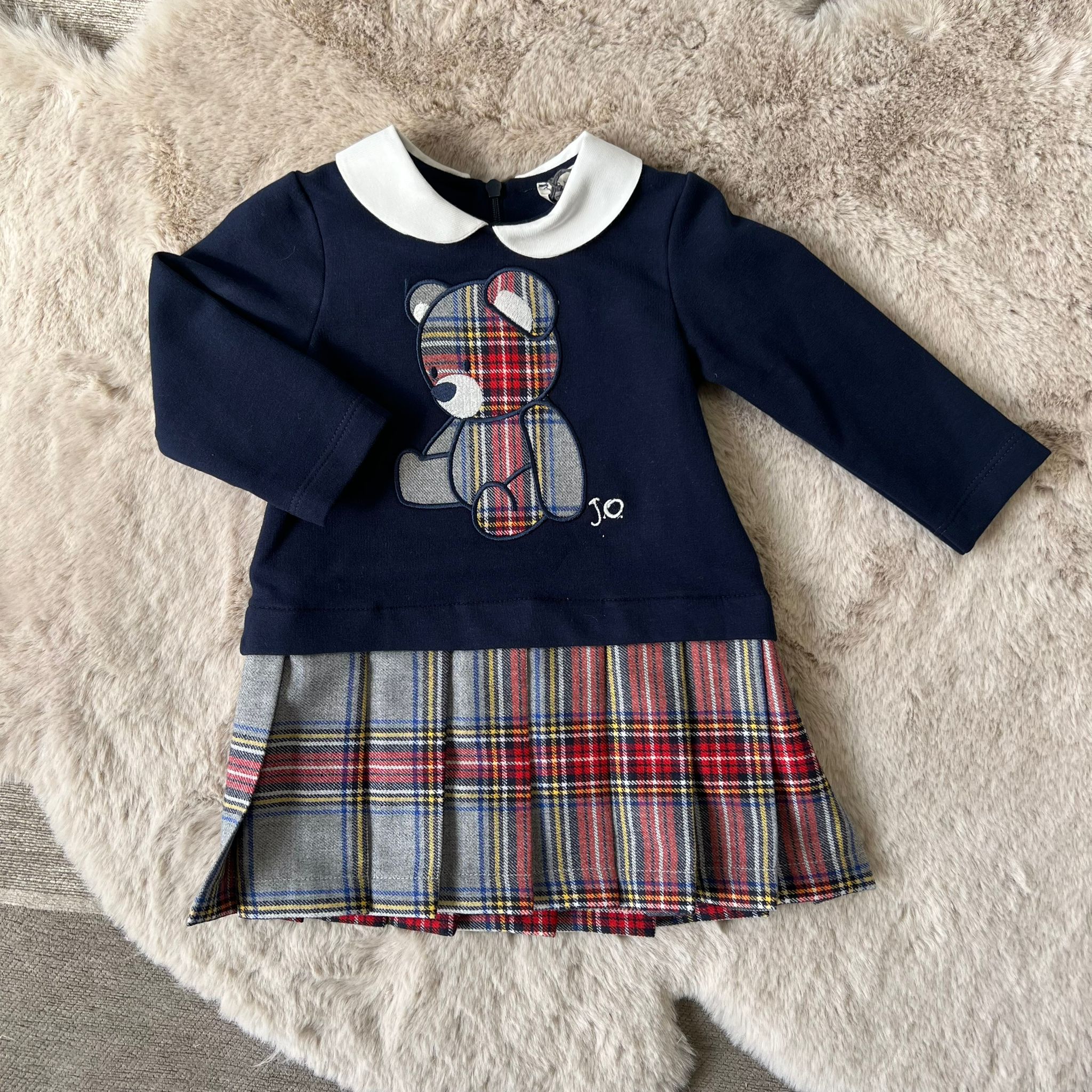 Abitino invernale scozzese bimba con Orsetto Jo Milano - dalla 9 alla 18 mesi - immagine 2