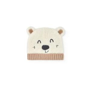 Cappello bianco con stampa di orso