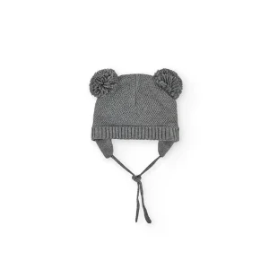 Cappello grigio con pompon