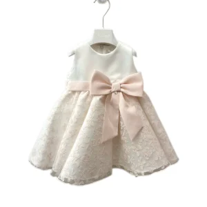 Abito bimba da cerimonia con fiocco e merletto Ninnaoh