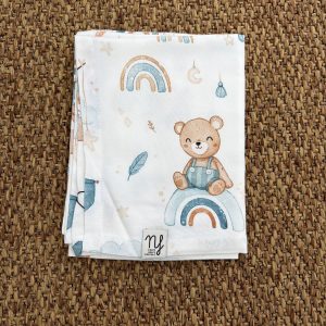 Mussola neonati orsacchiotto e arcobaleno Nannafrufru