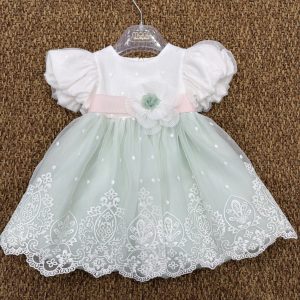 Abito bimba cerimonia dettagli in pizzo con fiocco Marlù