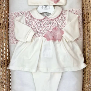 Completo bimba 2pz con merletto a fiori Teto e Tatta