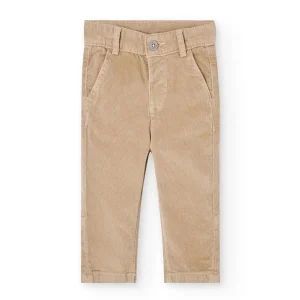 Pantaloni bambino microvelluto beige