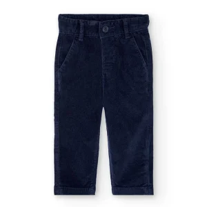 Pantaloni bambino microvelluto blu scuro
