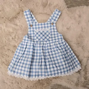 Salopette per neonata blu con quadretti