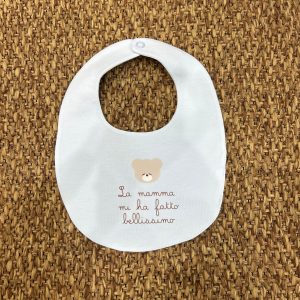 Bavetta neonati orsacchiotto con ricamo Nanan