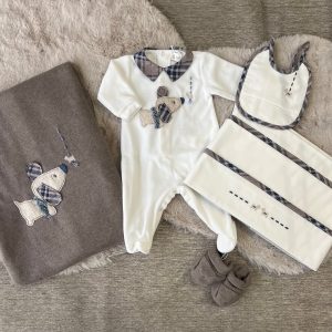 Corredino nascita in maglia invernale marrone - Lalalù