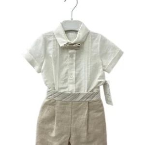 Completo bimbo in lino con papillon Ponto por Ponto